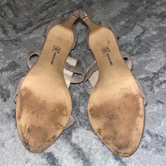 INC Sayge Beige Suede Fringe Heels - Picture 8 of 9